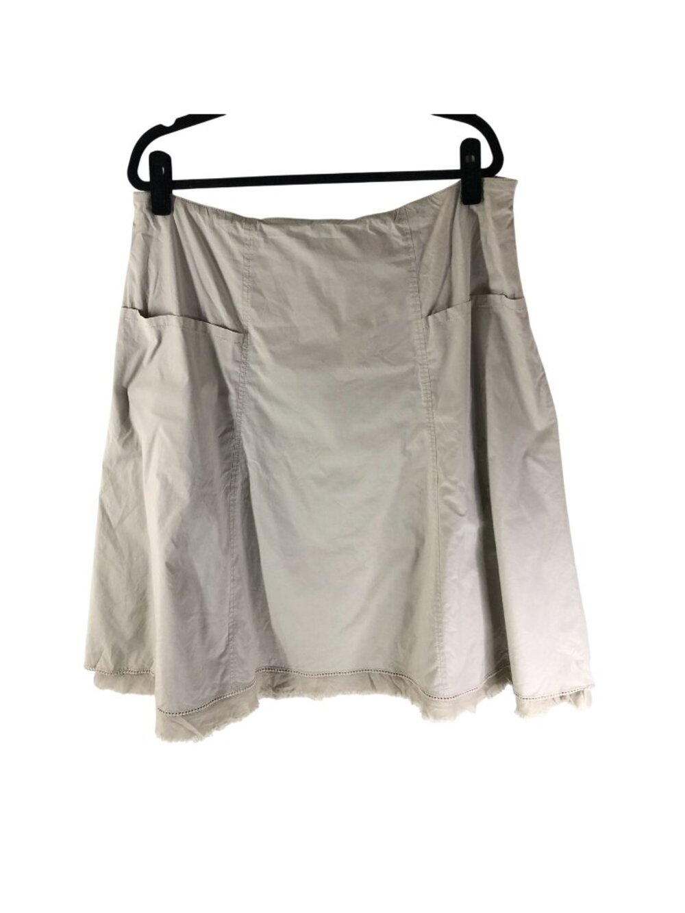 Eileen Fisher Womens Beige A-Line Skirt Cotton Blend Raw Hem Mid-Length Size L